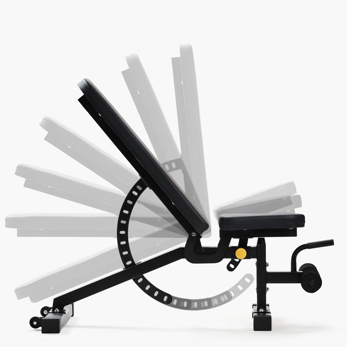 Black and gray exercise machine on a white background