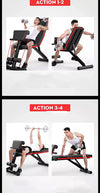 4-i-1 treningsbenk - Rygghev, bicepscurl, situps