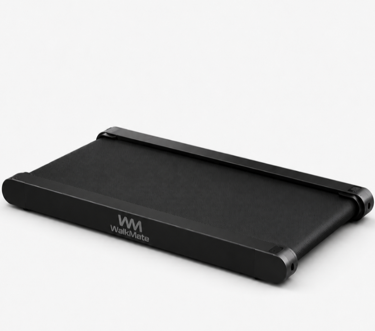 Black WalkMate treadmill on a white background